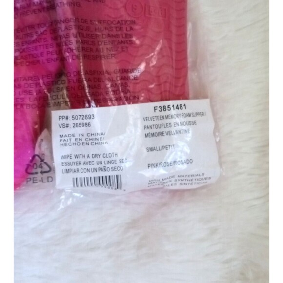 Velveteen Memory Foam Lined Slippers (Size Small / 5-6) Pink Color Only ~ NEW!! - Picture 6 of 6